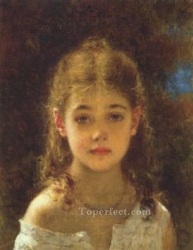 アレクセイ・ハルラモフ Painting - アレクシェヴィッチ・ミニョンの少女の肖像画 アレクセイ・ハルラモフ